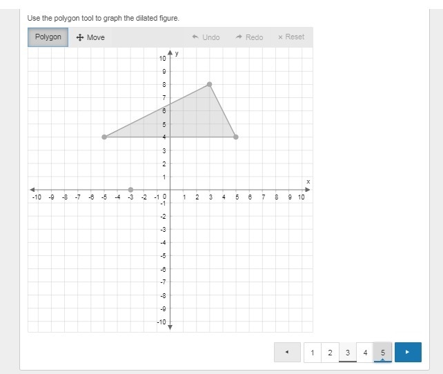 Graph the image of this figure after a dilation with a scale factor of 1/2 centered-example-1