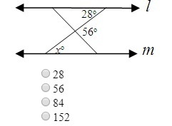 7. Find the value of x for which L is parallel to M. The diagram is not to scale.-example-1