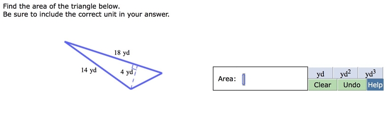 Find the area of the triangle below-example-1