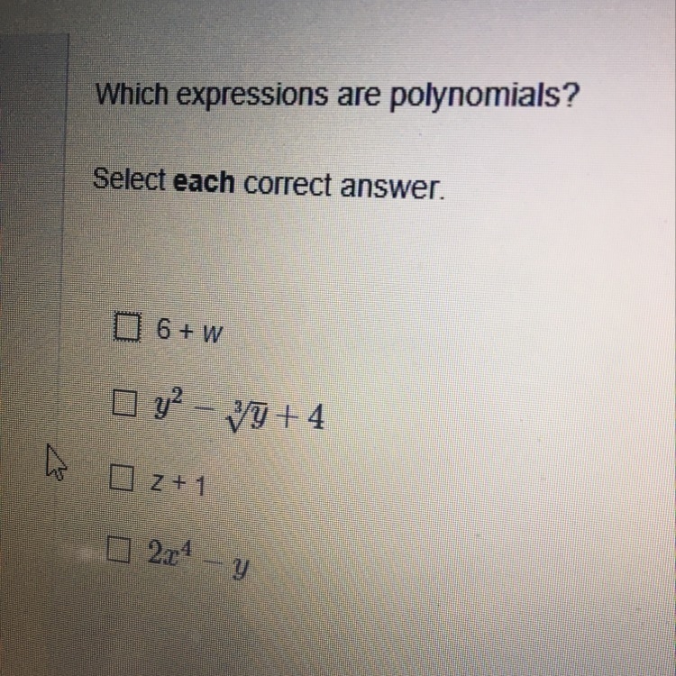 How do I know if these equations are polynomials???? I’m so confused. (Photos attached-example-1