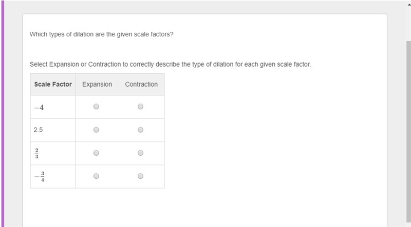 Need help with Select Expansion or Contraction to correctly describe the type of dilation-example-1