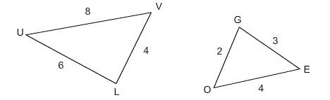 Determine whether each pair of triangles is similar. If similarity exists, write a-example-1