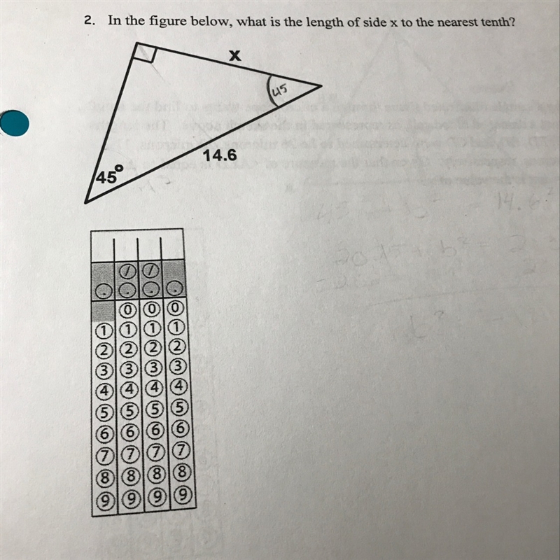 What is the length of side x? (possibly use similar triangles)-example-1