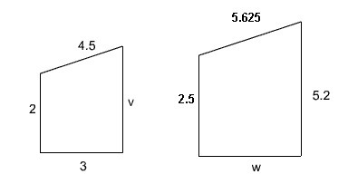 Given the two figures are similar, calculate the value of v-example-1