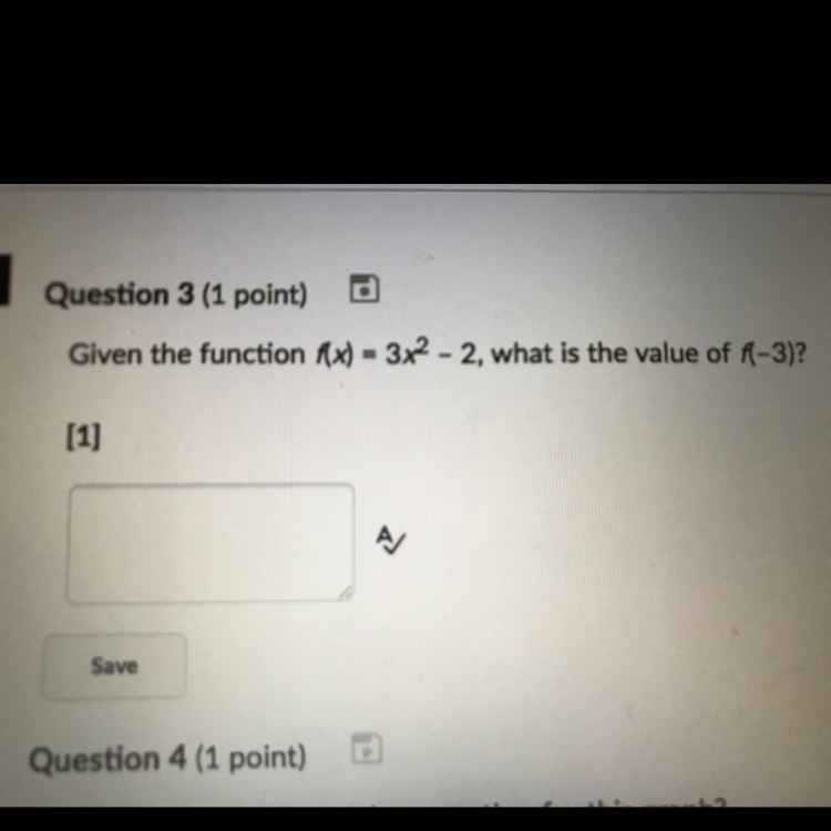 Given the function f(x)=3x^2-2, what is the value of f(-3)?-example-1