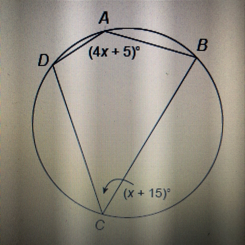 Quadrilateral ABCD is inscribed in a circle. What is the measure of angle A?-example-1