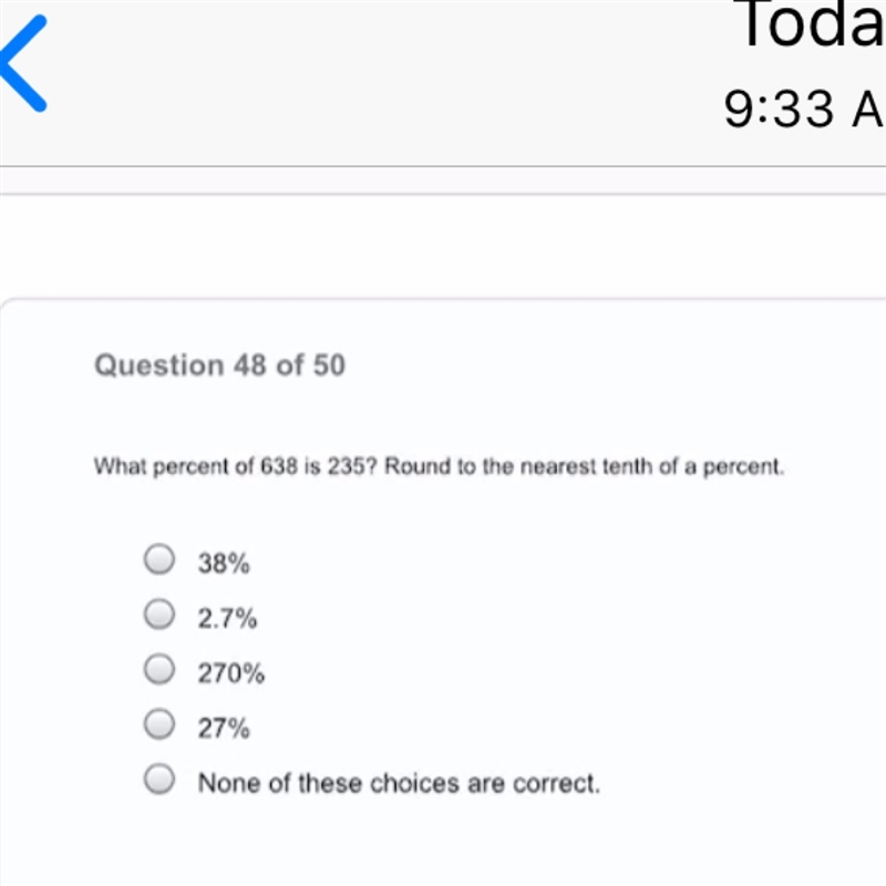 What percent of 638 is 235? Round to the nearest tenth of a percent.-example-1