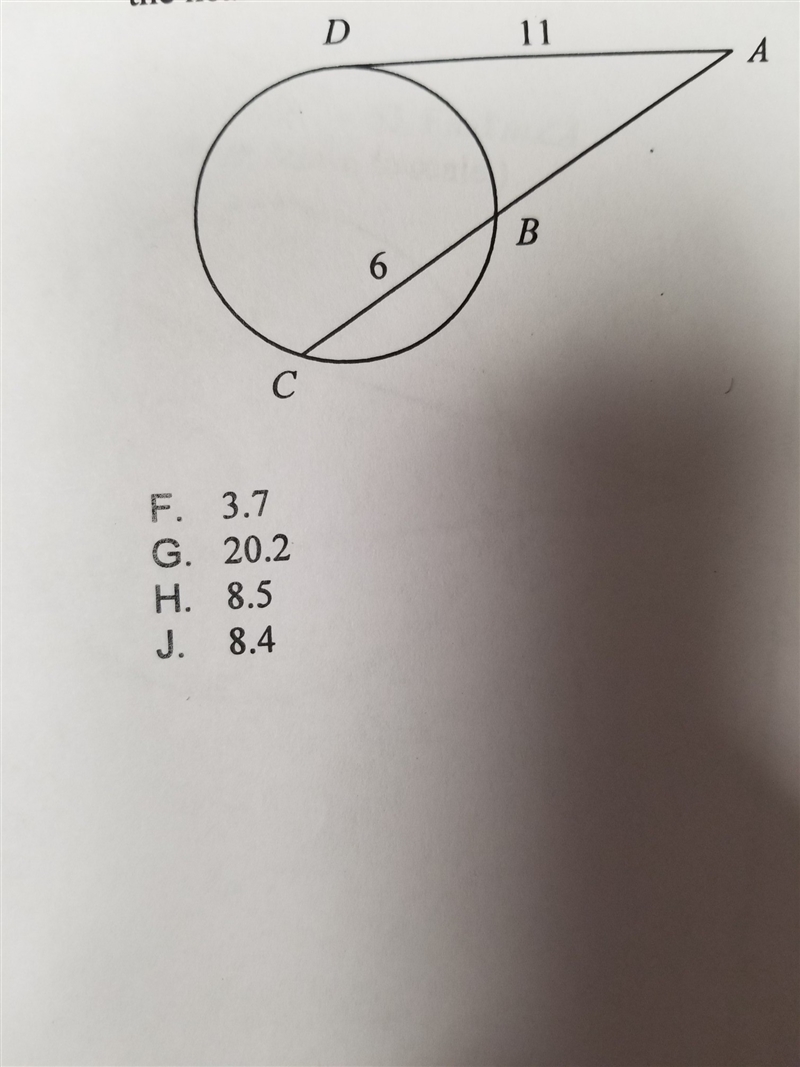 Ad is tangent to circle o at d. find ab. round to the nearest tenth if necessary-example-1