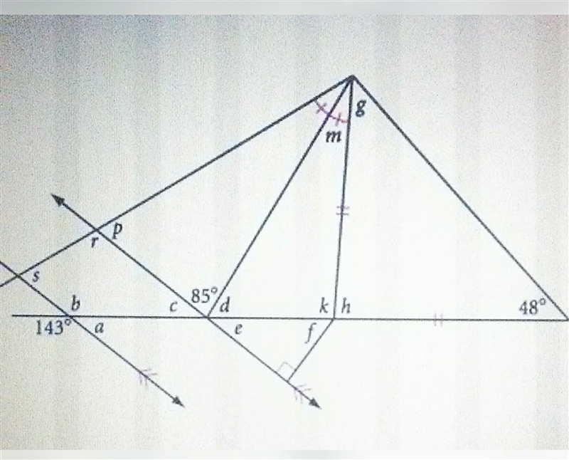 Determine the unknown angles in the diagram above. Please help!-example-1