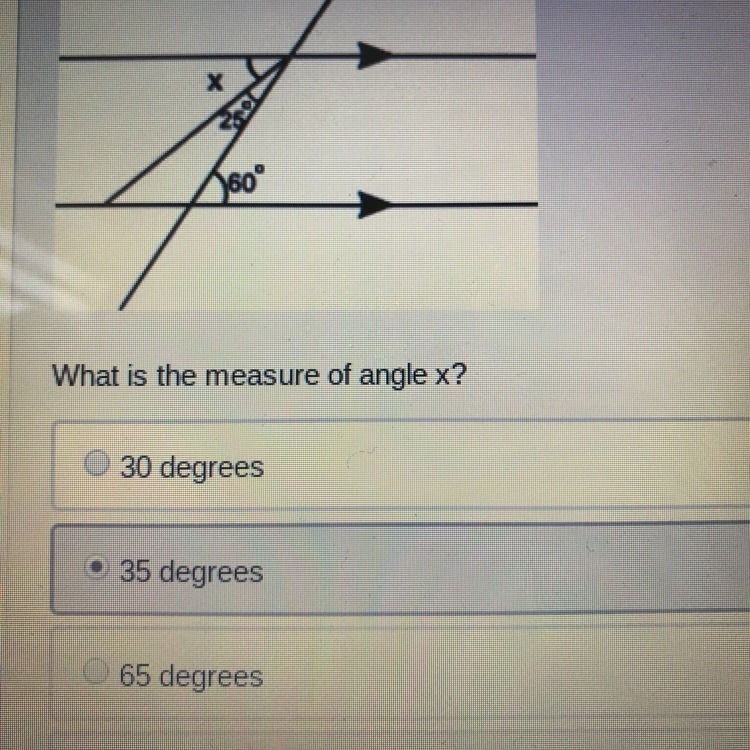 What is the measure of angle x Don’t know if it’s right please answer ASAP-example-1