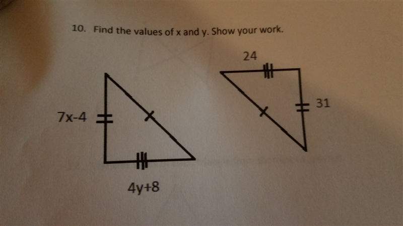 Find the value of x and y. show your work-example-1