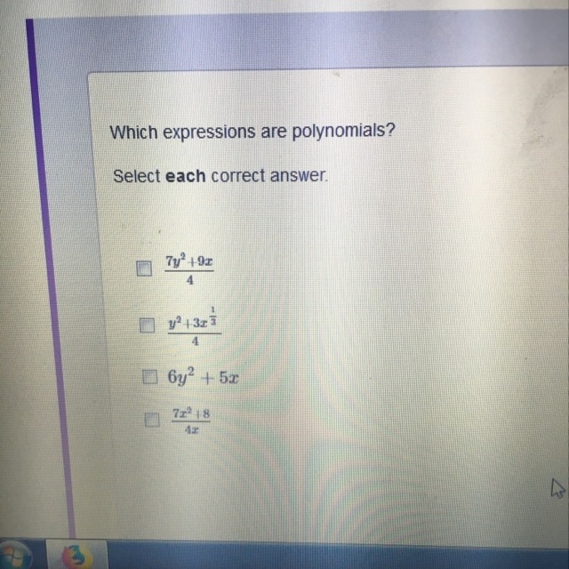 Which expression are polynomial can be more than one answer-example-1