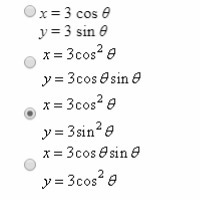 Which of the following parametric equations are equivalent to the polar equation r-example-1