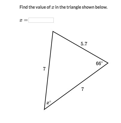 Please help me find the value of X in the triangle! (link)-example-1