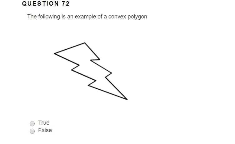 The following is an example of a convex polygon True False-example-1