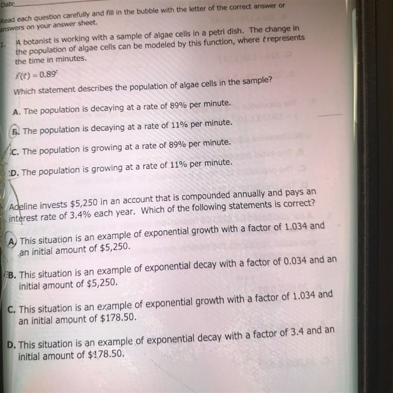 Number two would it be A or B? My friends and I are reading the question differently-example-1