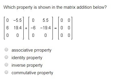 Which property is shown in the matrix addition below?-example-1