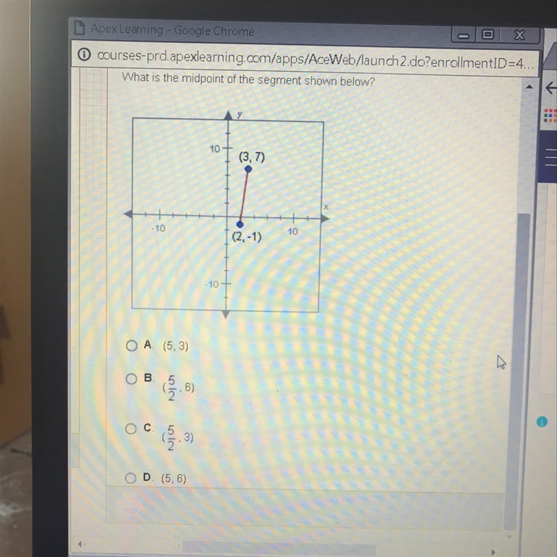 What is the midpoint of the segment shown below?-example-1