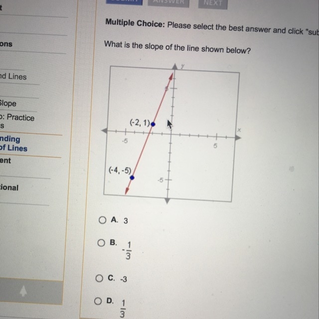 What is the slope of the line shown below?-example-1