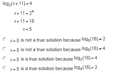 Which of the following is true regarding the solution to the logarithmic equation-example-1