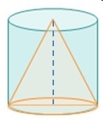 A cone and a cylinder have the same base and height, as shown below. (please see attached-example-1