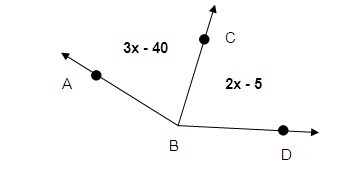 Angle ABC is congruent to angle CBD. Find x-example-1