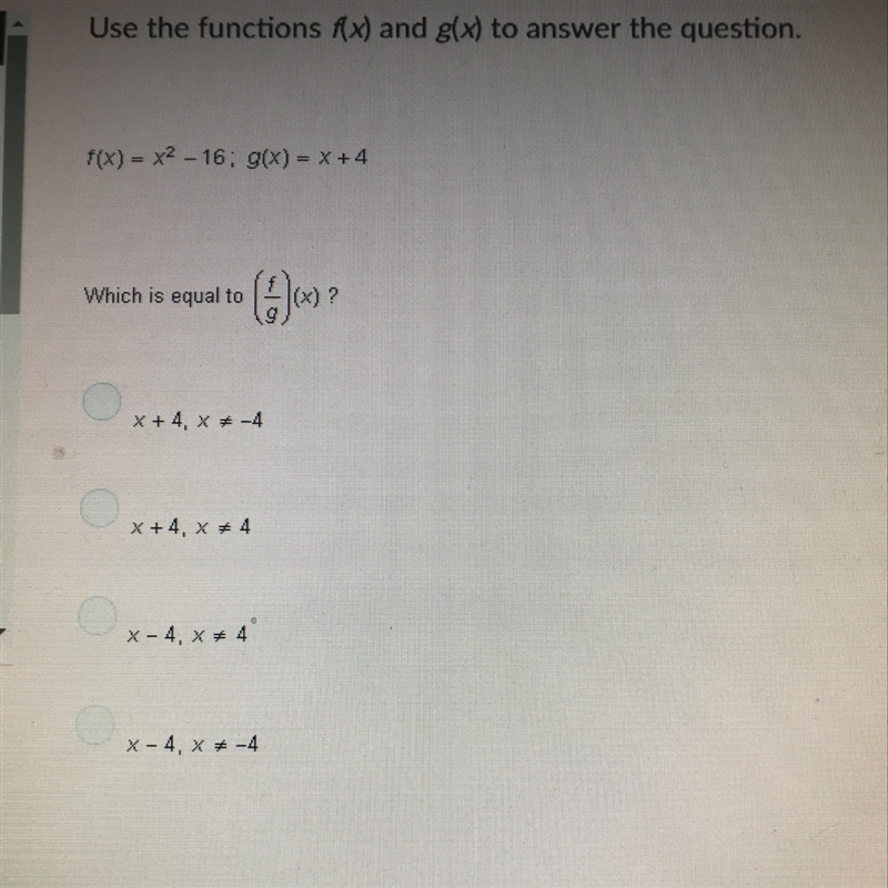 What is equal to (f/g)(x)-example-1