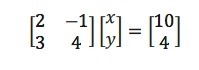 Solve the system of equations for (x, y) using inverse matrices.-example-1