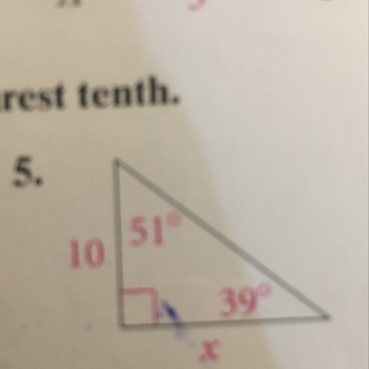 Which angle do I use to find the value for x using the tangent ratio method?-example-1