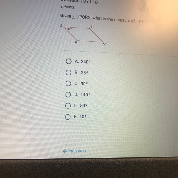 Given pqrs what is the measure of q-example-1