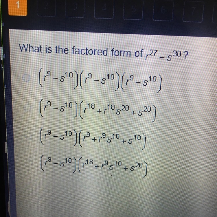 What is that factored form of r^27-s^30?-example-1