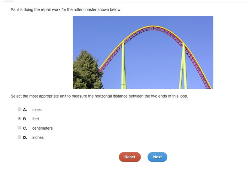 Select the most appropriate unit to measure the horizontal distance between the two-example-1