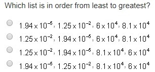 Which list is in order from least to greatest?-example-1