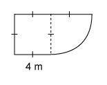 A quarter circle is attached to the side of a square as shown. What is the best approximation-example-1