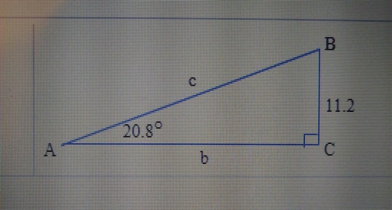 Help please, show work! B= __° b= __ (round to nearest tenth) c= __ (round to nearest-example-1