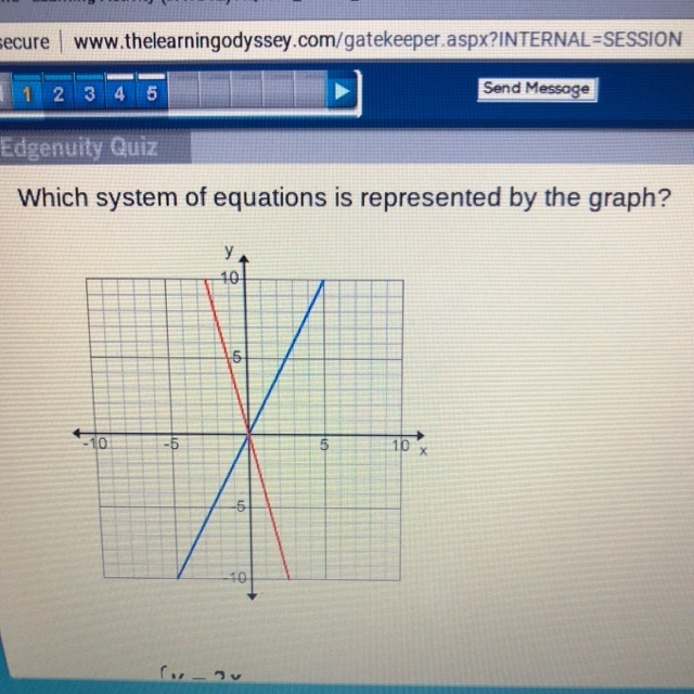 A) {y=2x { y=-4x B) {y=-x {y=x+4 C) {y=2x+3 {y=-4x-2 D) {y=-x+3 {y=x-2-example-1