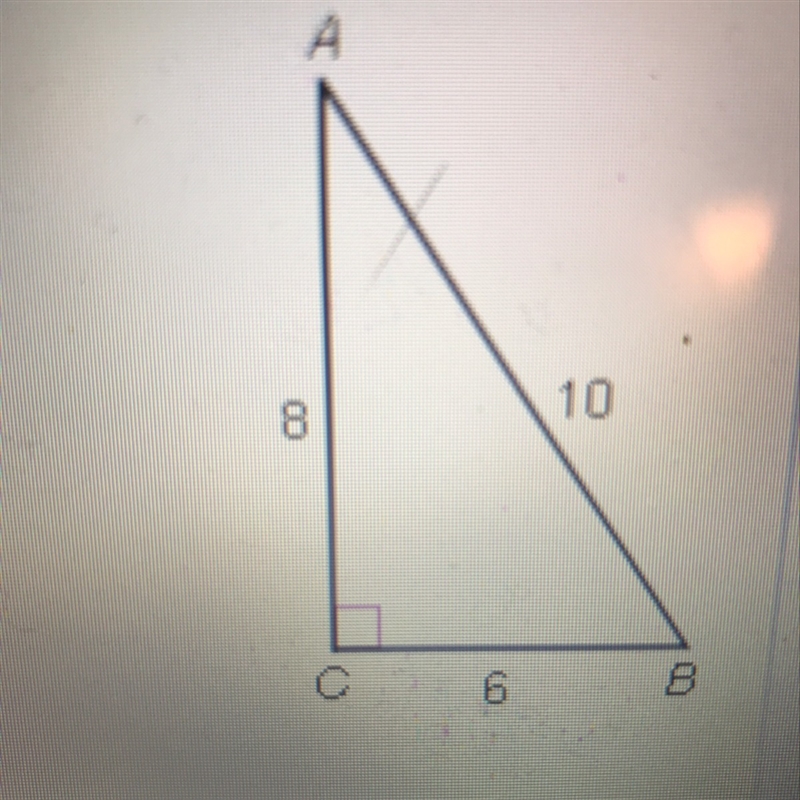 What is the tangent ratio for A) 10/8 B) 8/10 C) 8/6 D) 6/8-example-1