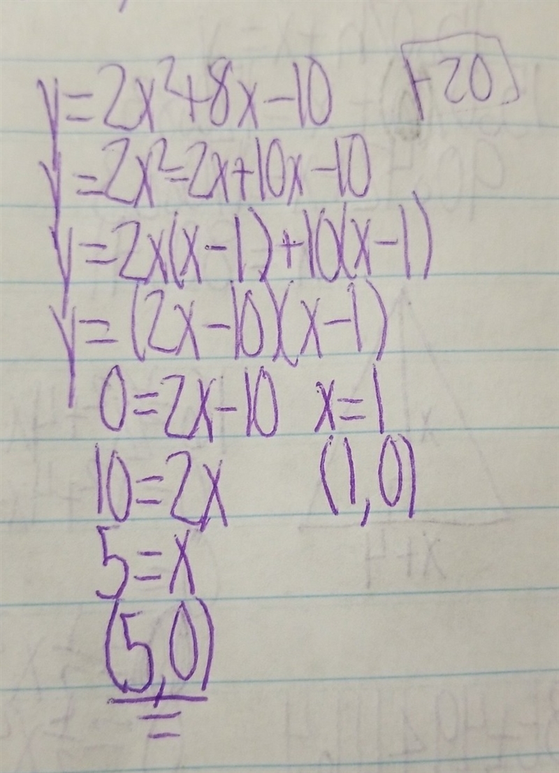 one x-intercept for a parabola is at the point (1,0). use the factor method to find-example-1