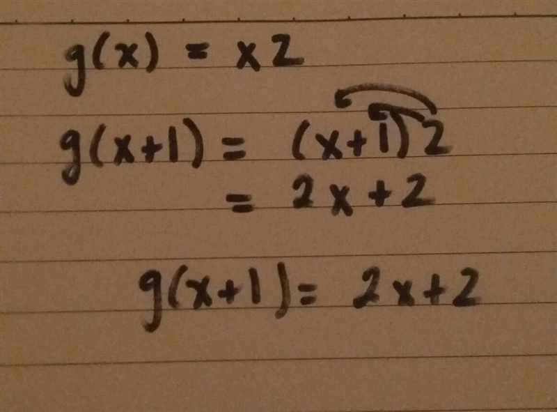 If g(x) = x2, which expression is equal to g(x + 1)?-example-1