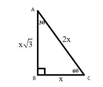 Using the technique in the model above, find the missing sides in this 30°-60°-90° right-example-1