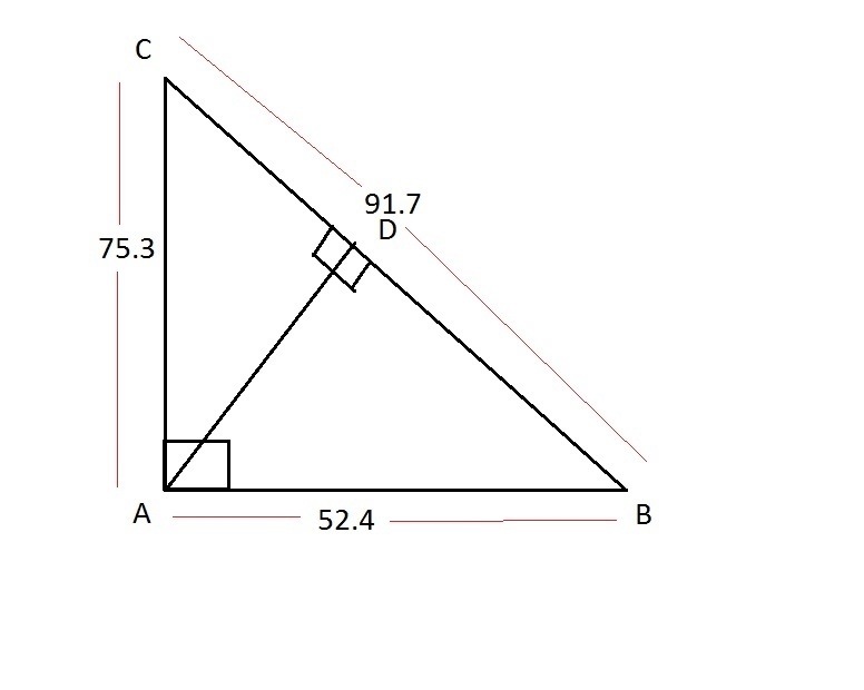 The highway forming three cities form a right triangle.Walnut Grove is 91.7 miles-example-1