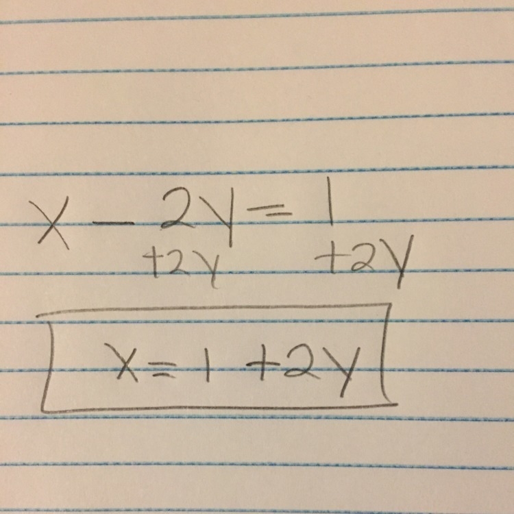 What is x-2y=1, solve for y-example-1