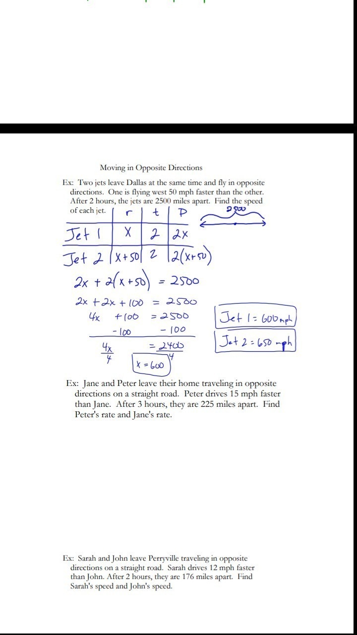 Two jets leave Dallas at the same time and fly in opposite directions one is flying-example-2