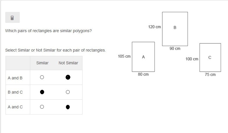 Which pairs of rectangles are similar polygons? Select Similar or Not Similar for-example-1