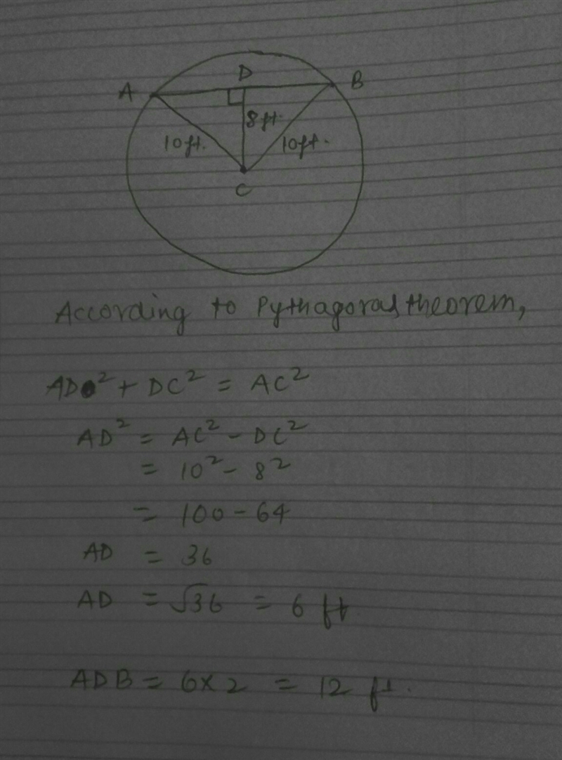 In the above figure, the radius of curvature is 10 ft and the height of the segment-example-1