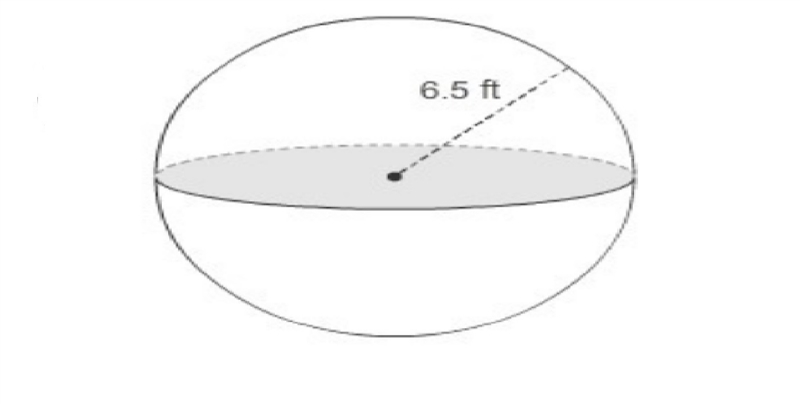 What is the exact volume of the sphere? 56.3¯π ft³ 274.625π ft³ 366.16¯π ft³ 1464.6¯π ft-example-1