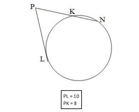 L is a point of tangency. Segments PL and PN have a common point at P. Find the length-example-1