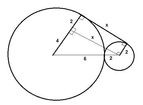 circles p and q have radii 6 and 2 and are tangent to each other. find the length-example-1