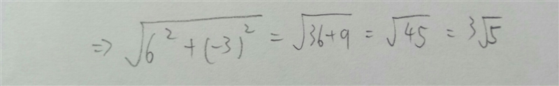 What is the length (magnitude) of vector (6,-3)? Sqrt 53 Sqrt 2 3 3 sqrt 5-example-1