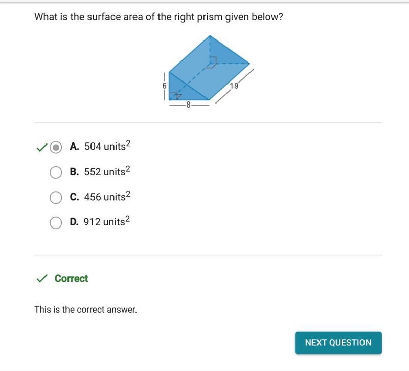 What is the surface area of the right prism given below?-example-1